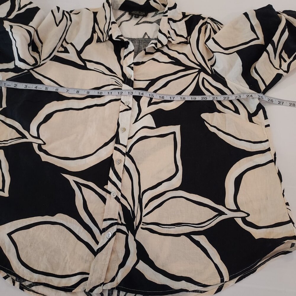 Rachel Zoe Linen Blend 3/4 Sleeve Button Down Floral Blouse Size 2X NWOT - Picture 7 of 10